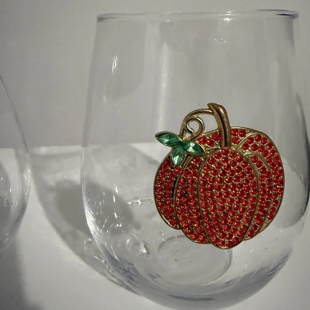 Pumpkin crystal wine glasses